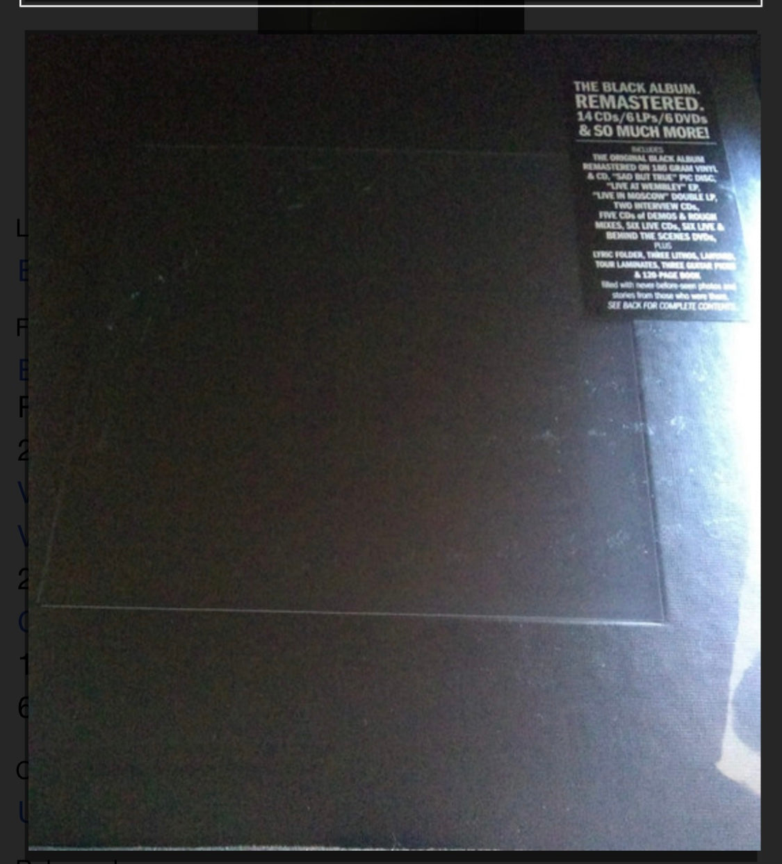 METALLICA – METALLICA (2021 BOX SET 6 x LP 13 x CD 6 x DVD) VINYL